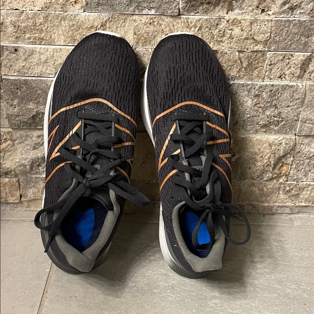 Women's New Balance Black and Copper/Gold Athletic Shoes